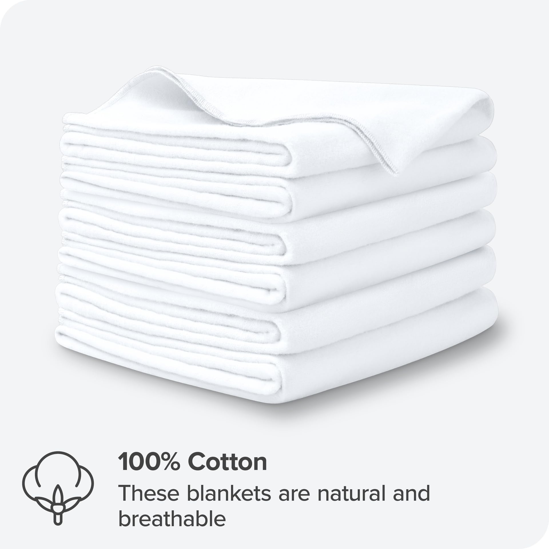 Bare Home six-pack flannel blankets neatly stacked for nursery value.