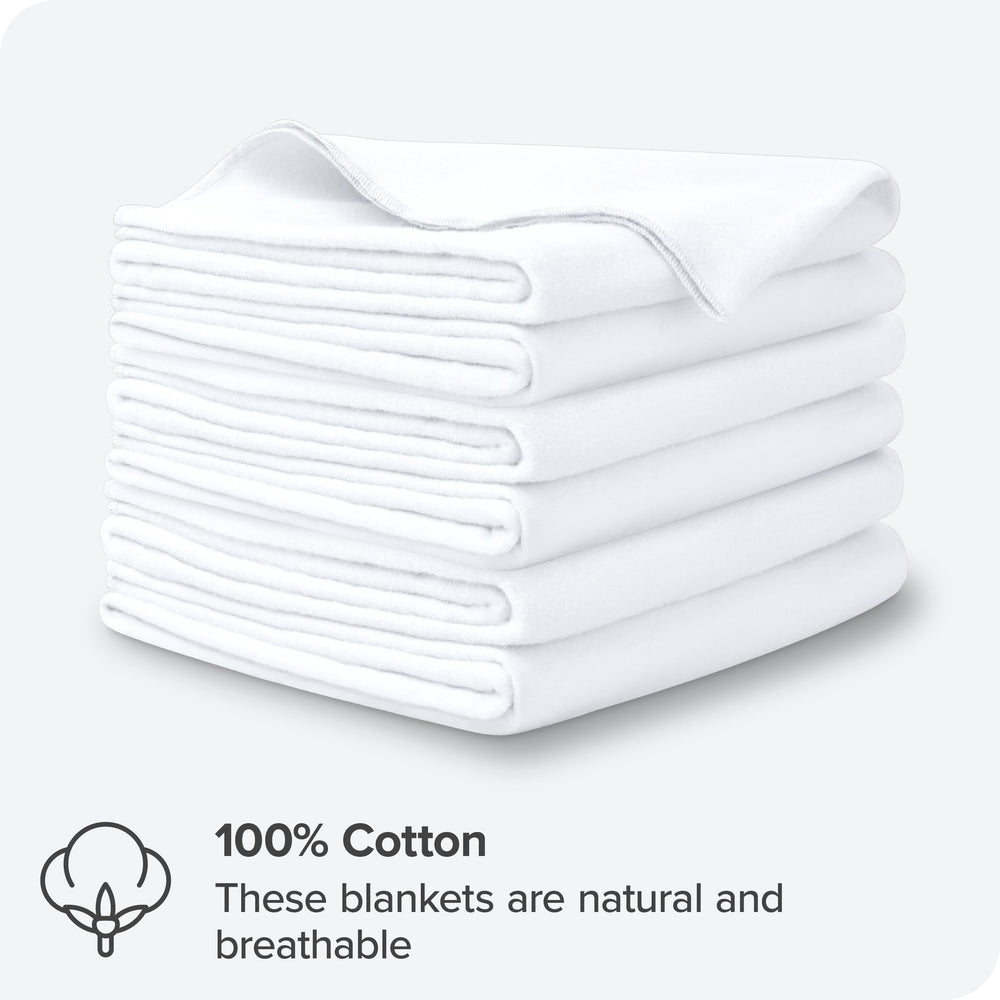 Bare Home six-pack flannel blankets neatly stacked for nursery value.