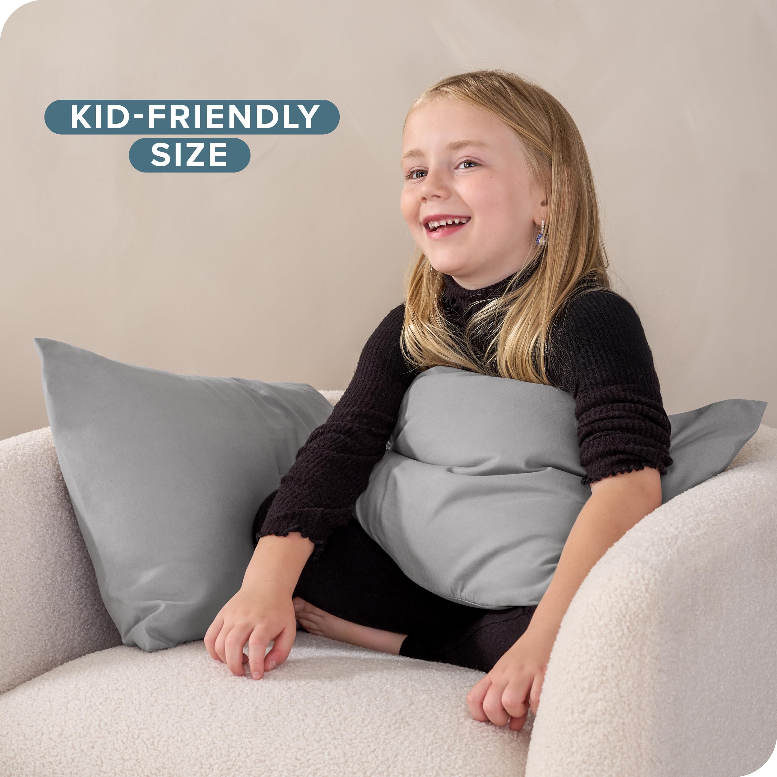 Bare Home toddler 13x18 pillowcase on bed shows toddler-friendly size