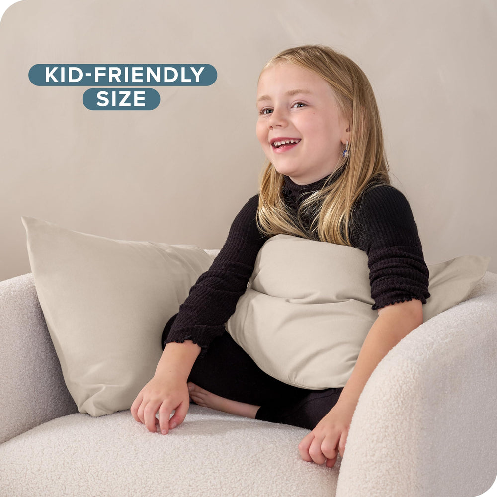Bare Home toddler microfiber pillowcase 2-pack ready for easy care in sand.