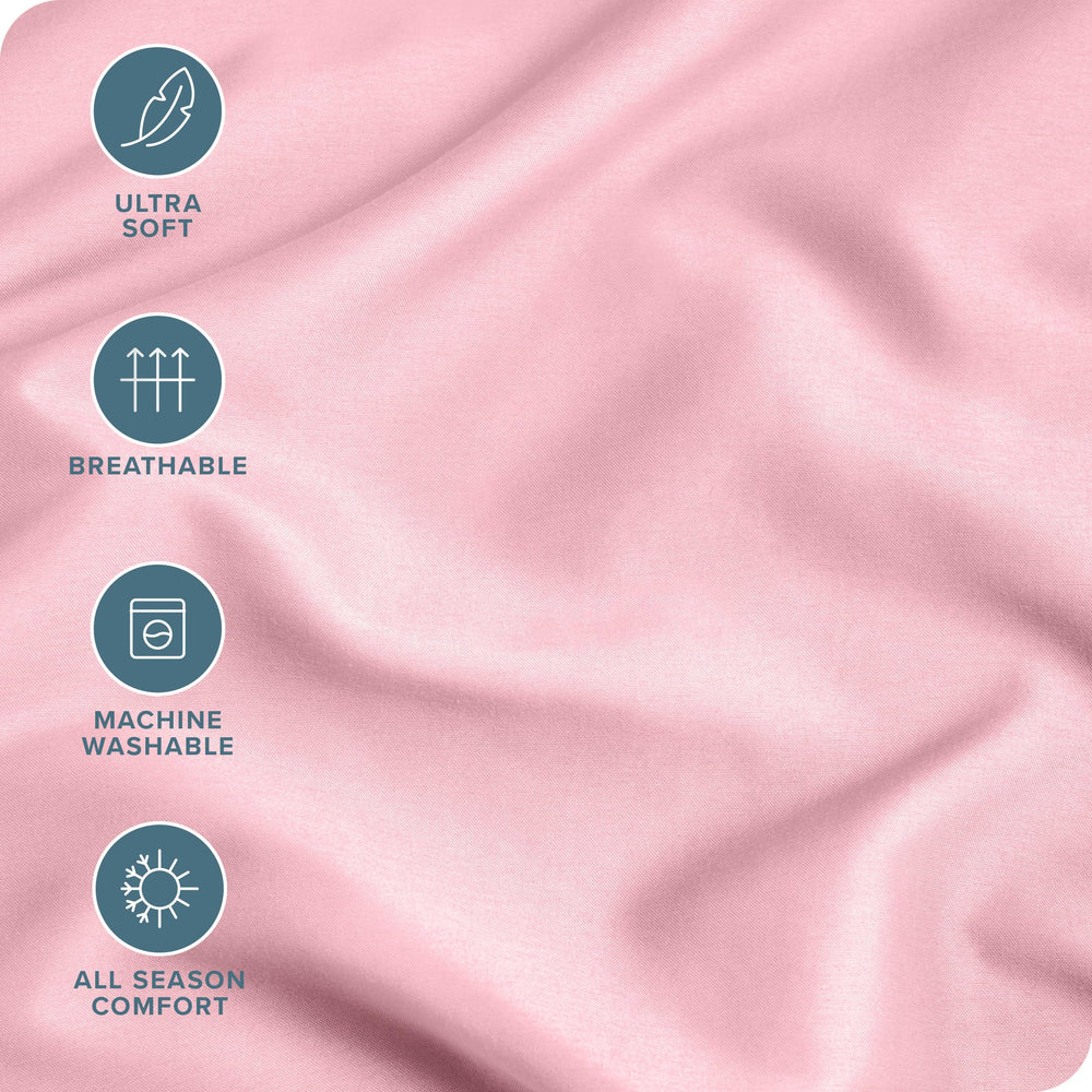 Bare Home light pink pillowcase with neat seam and edge stitching