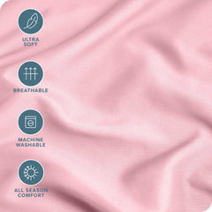 Bare Home light pink pillowcase with neat seam and edge stitching