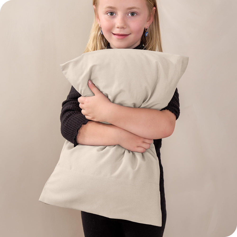 Bare Home toddler microfiber pillowcase OEKO-TEX certified in sand for safety.