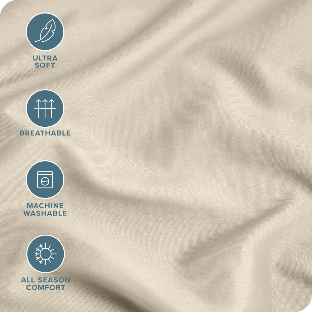 Bare Home toddler microfiber pillowcase wrinkle resistant surface for neater bedding in sand.