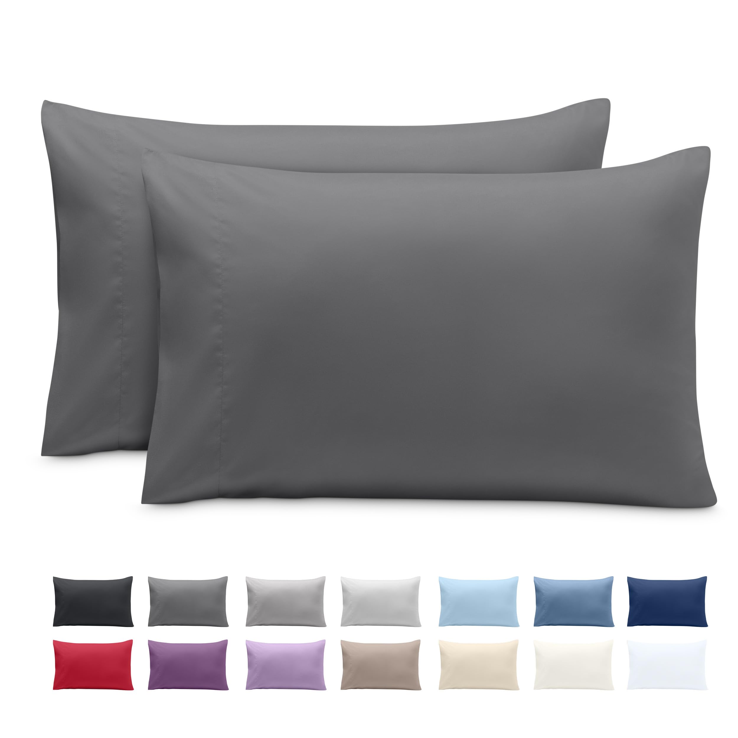 Bare Home microfiber toddler pillowcases 2-pack in grey with soft, durable construction.