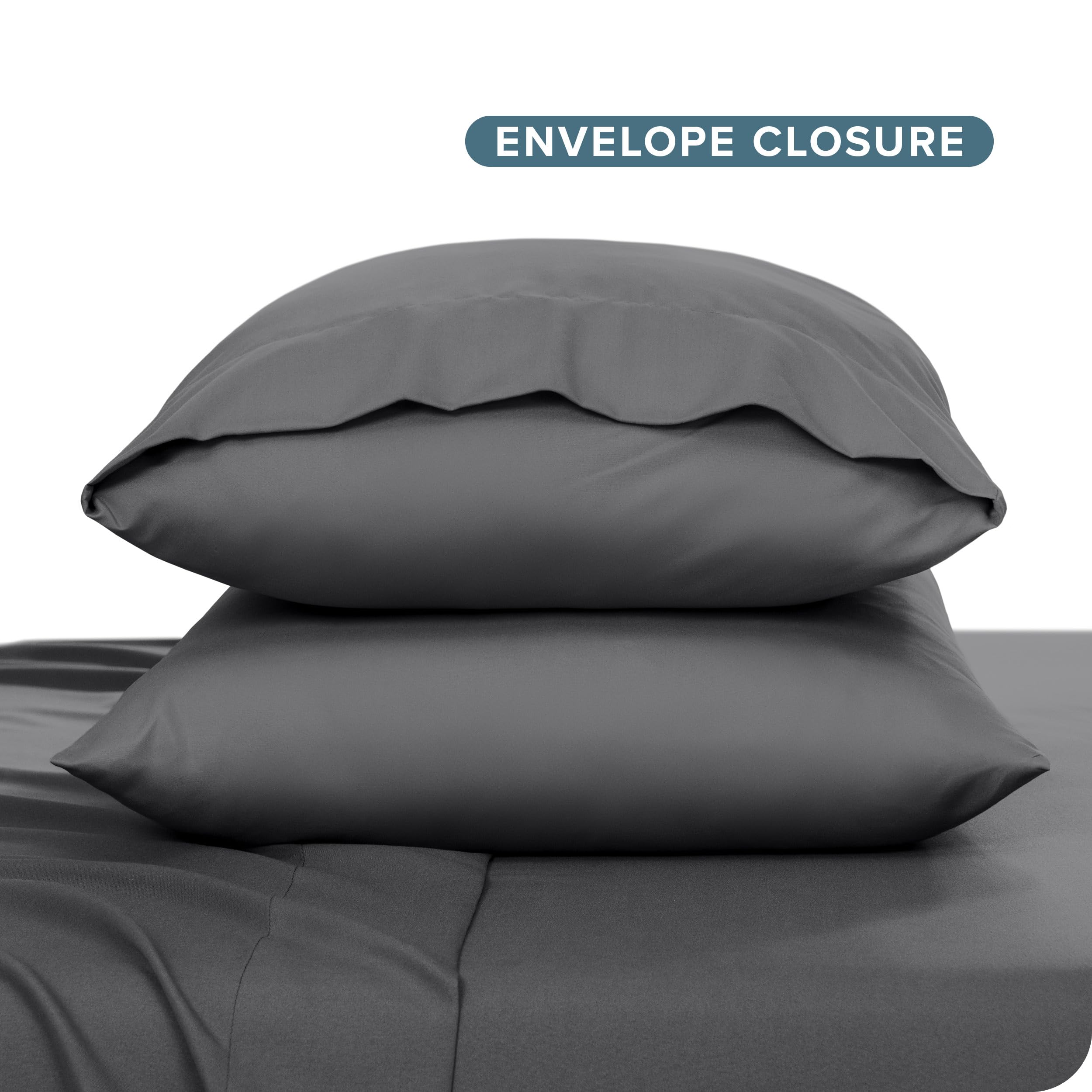 Bare Home wrinkle and fade resistant grey pillowcase helps maintain fresh bedding.
