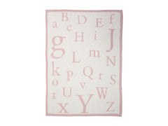 Barefoot Dreams CozyChic ABC Blanket shows contrast rib borders, a charming nursery decor option.