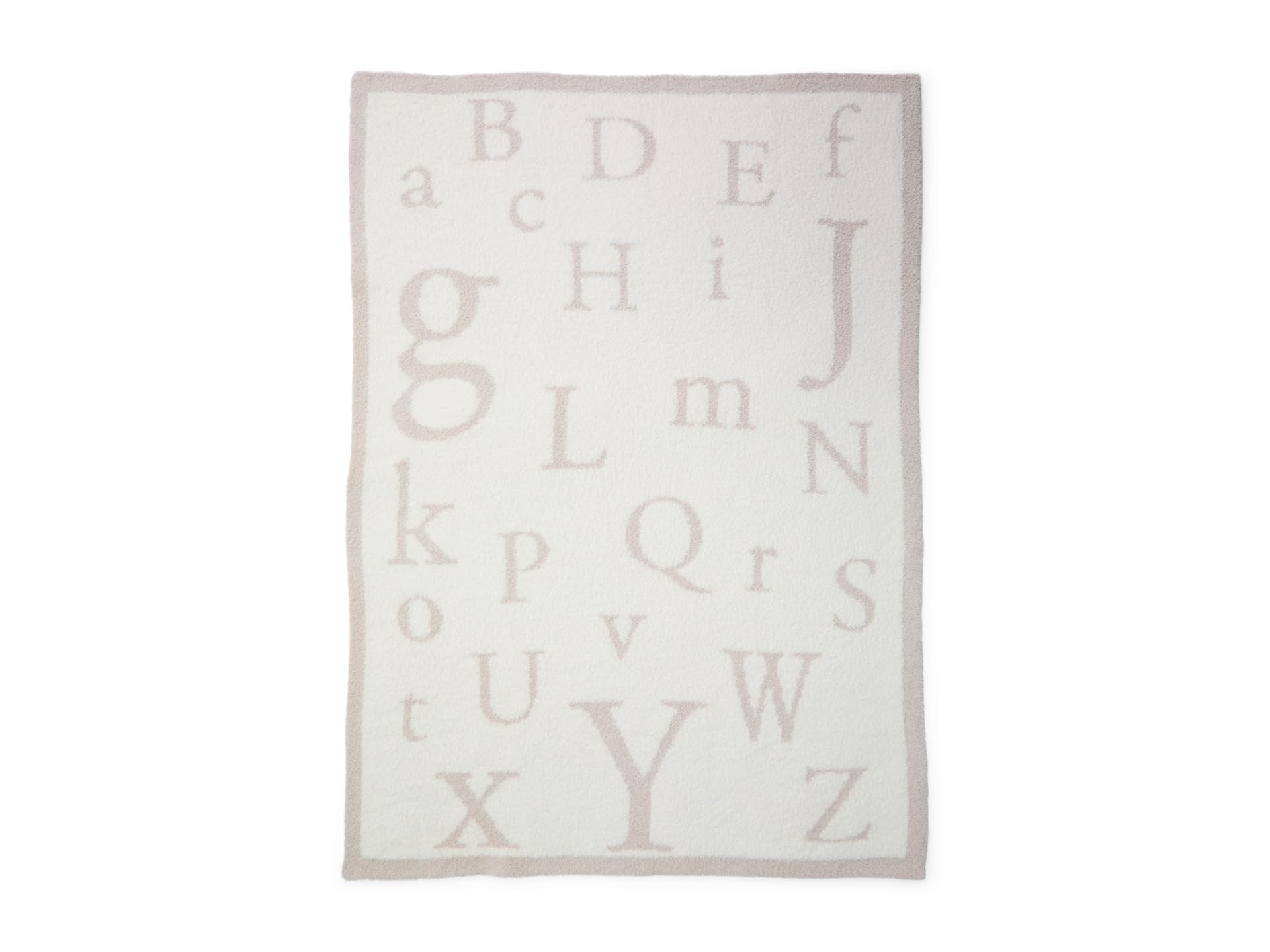 Barefoot Dreams CozyChic ABC Blanket featuring rib borders for cozy warmth during strolls.