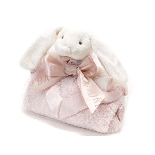 Barefoot Dreams CozyChic Buddie pink bunny close-up of plush knit texture