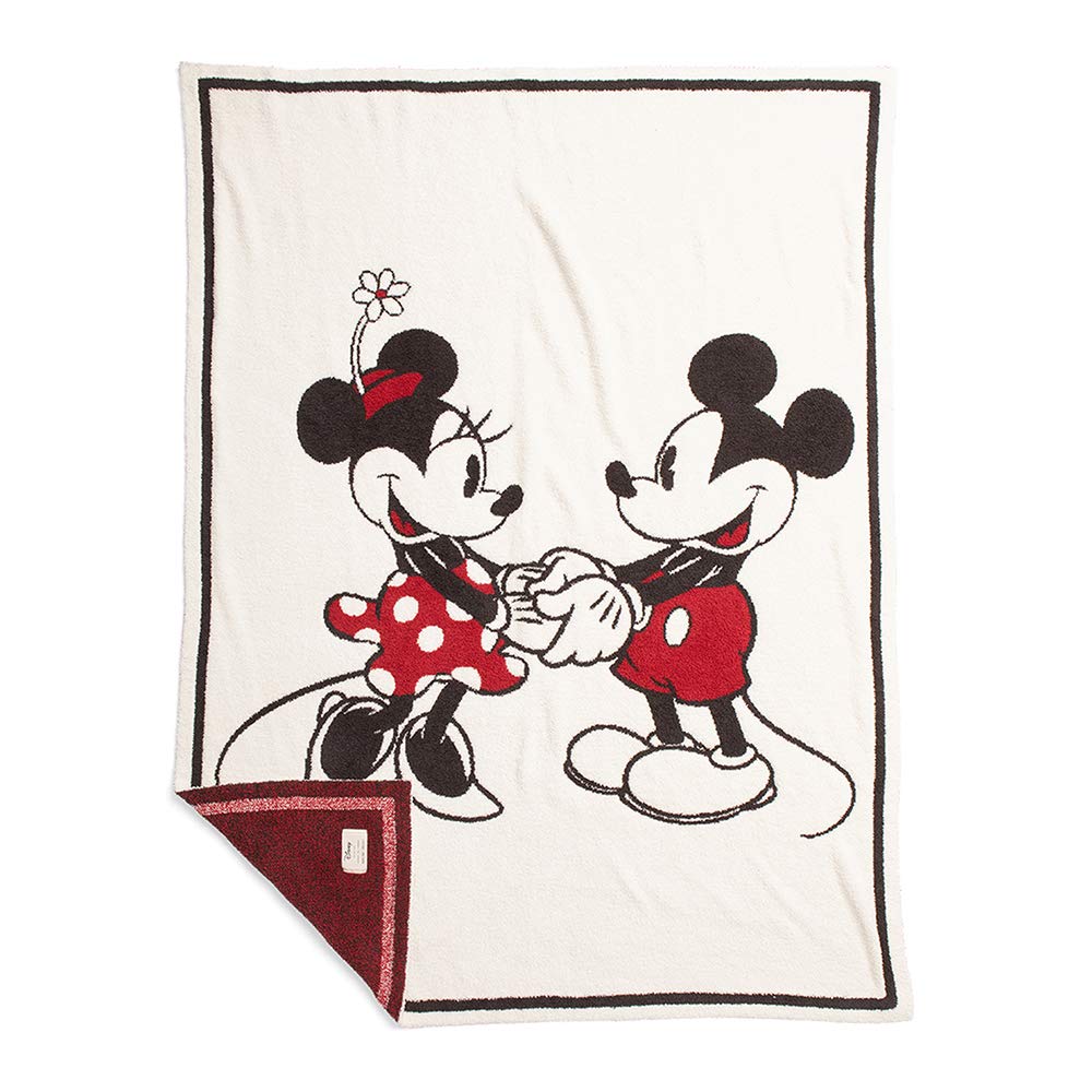 Barefoot Dreams CozyChic Classic Disney Mickey Minnie blanket front view for cozy baby snuggling.