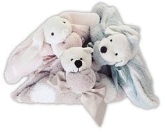 Barefoot Dreams CozyChic Dream Buddie blankie ring under face, easy grip for stroller or crib