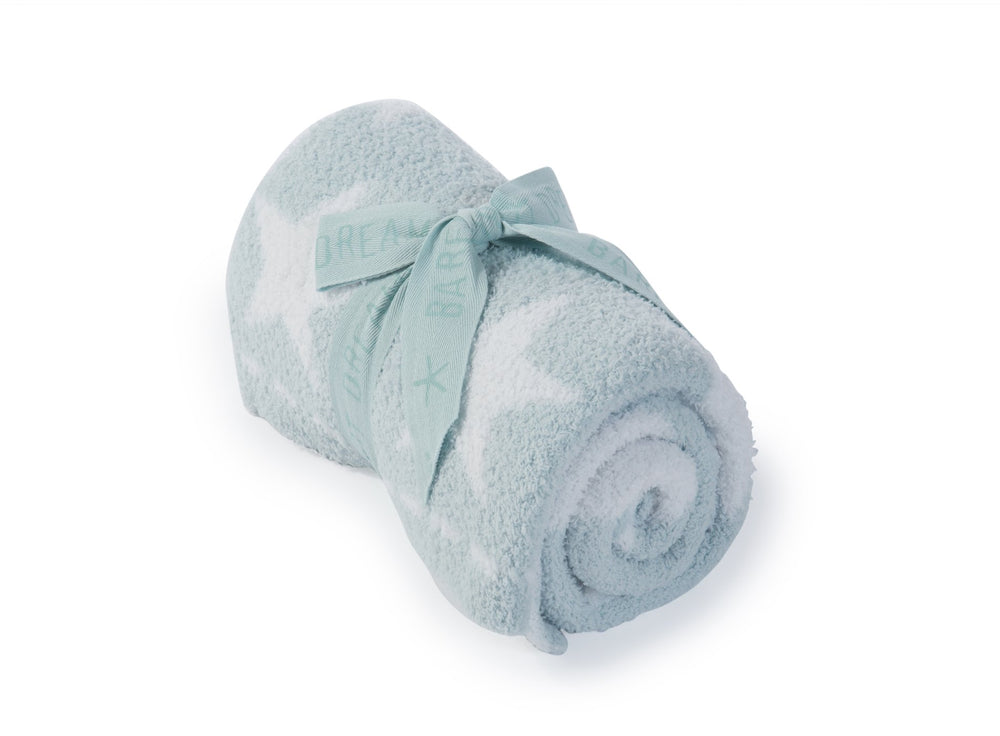 Barefoot Dreams Cozychic Dream Receiving Blanket Aqua pink hearts pattern offers gentle warmth.