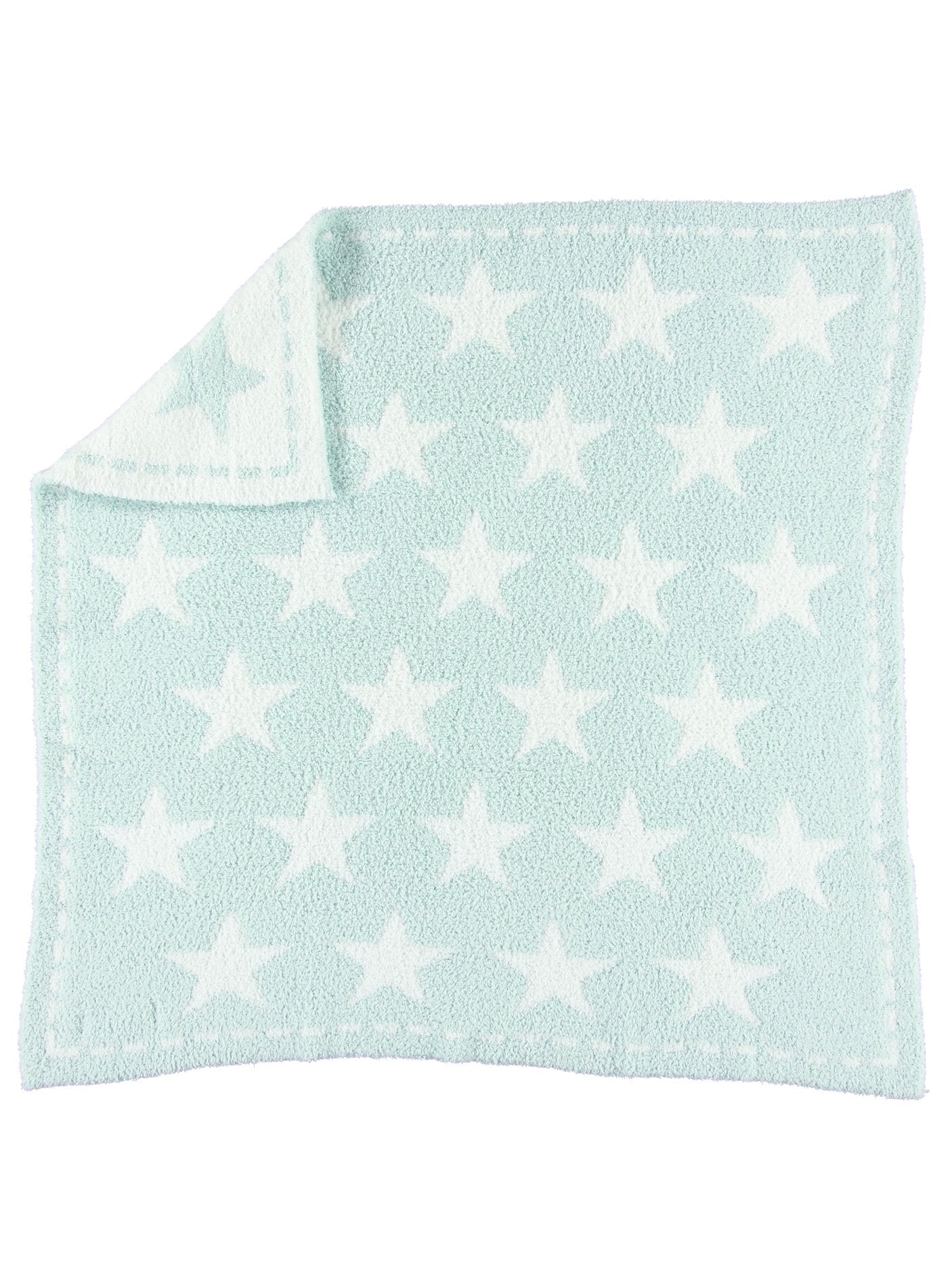 Barefoot Dreams Cozychic Dream Receiving Blanket Aqua stars pattern provides cozy baby snuggling.
