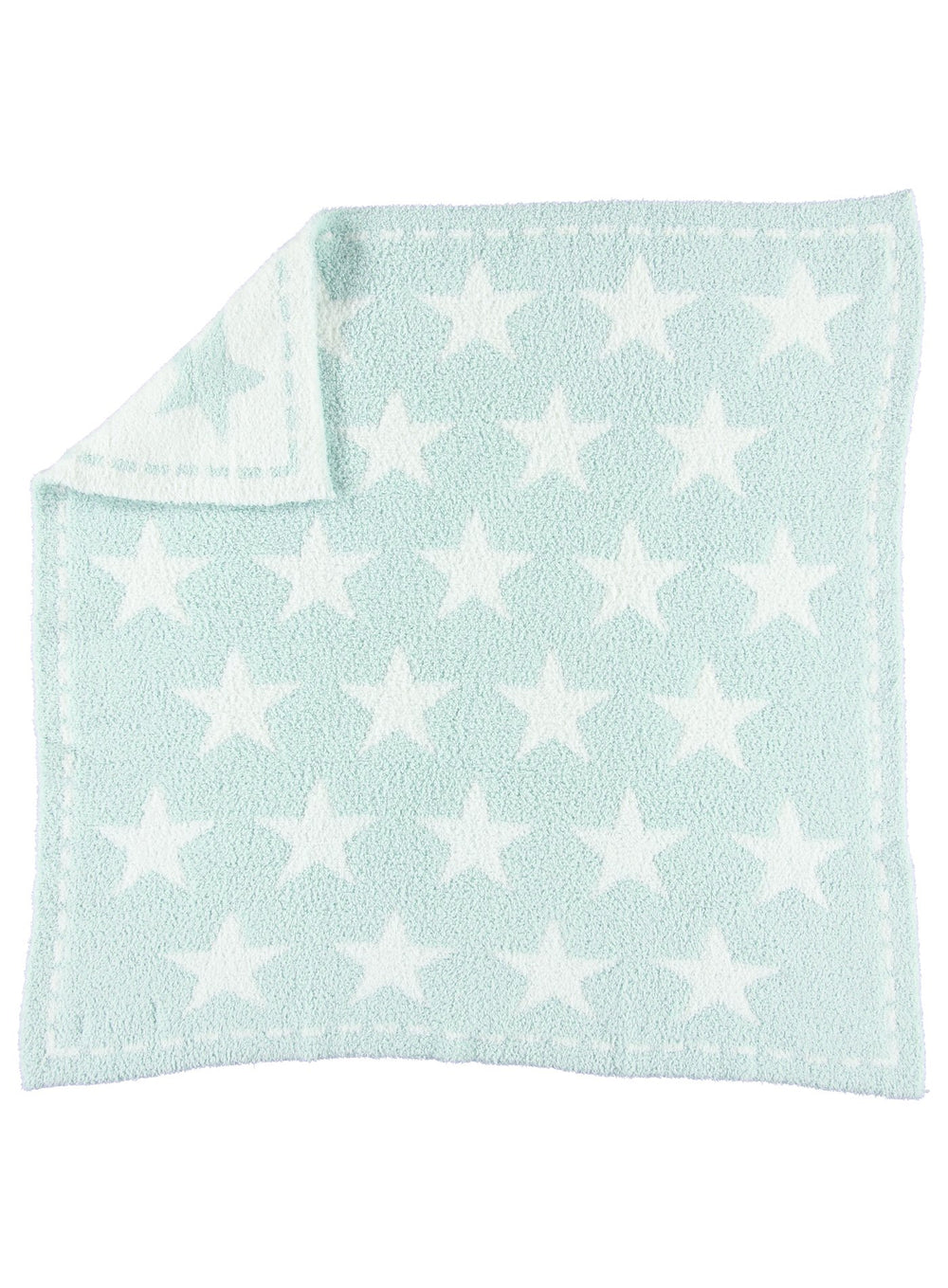 Barefoot Dreams Cozychic Dream Receiving Blanket Aqua stars pattern provides cozy baby snuggling.