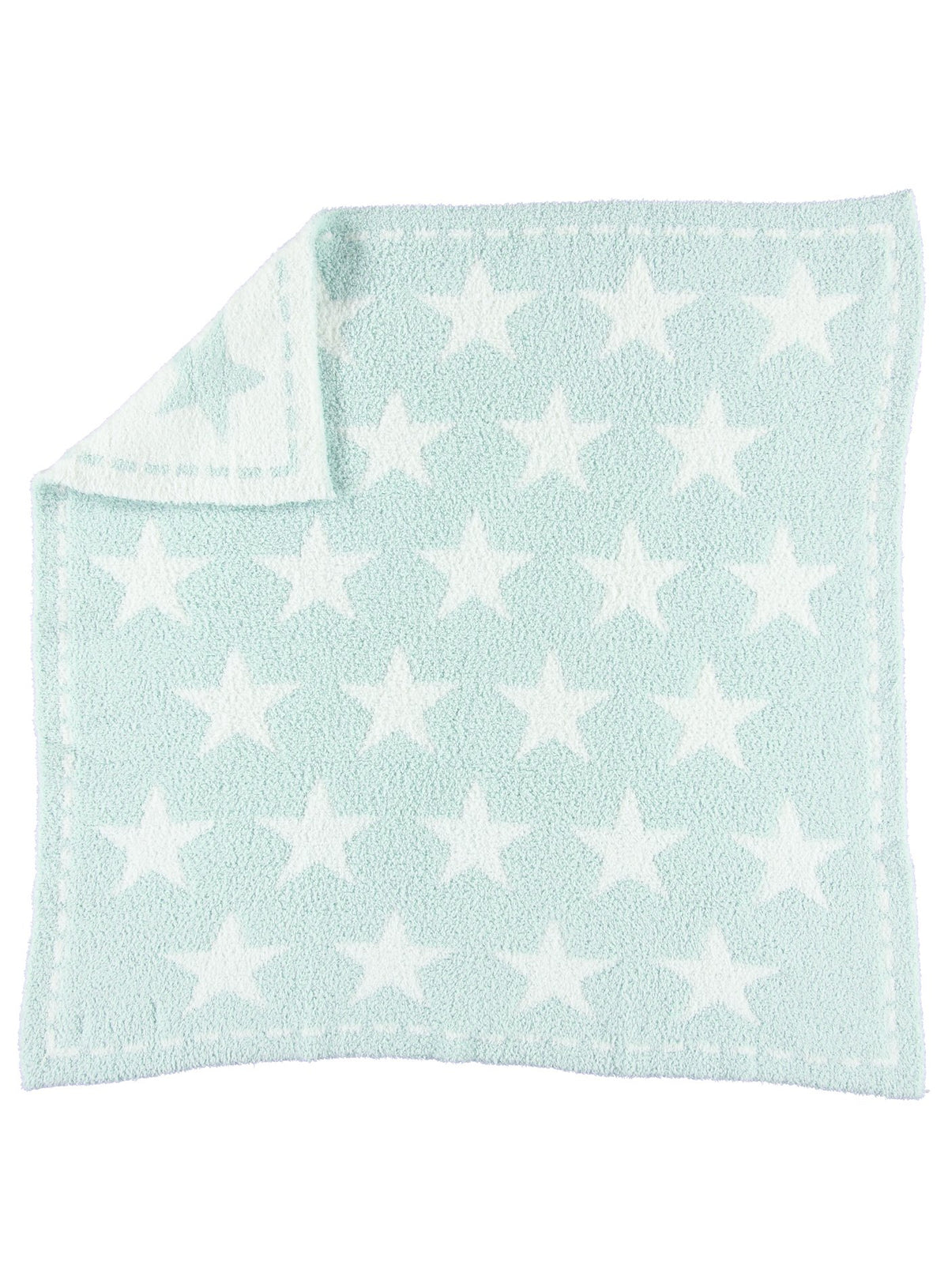 Barefoot Dreams Cozychic Dream Receiving Blanket Aqua stars pattern provides cozy baby snuggling.
