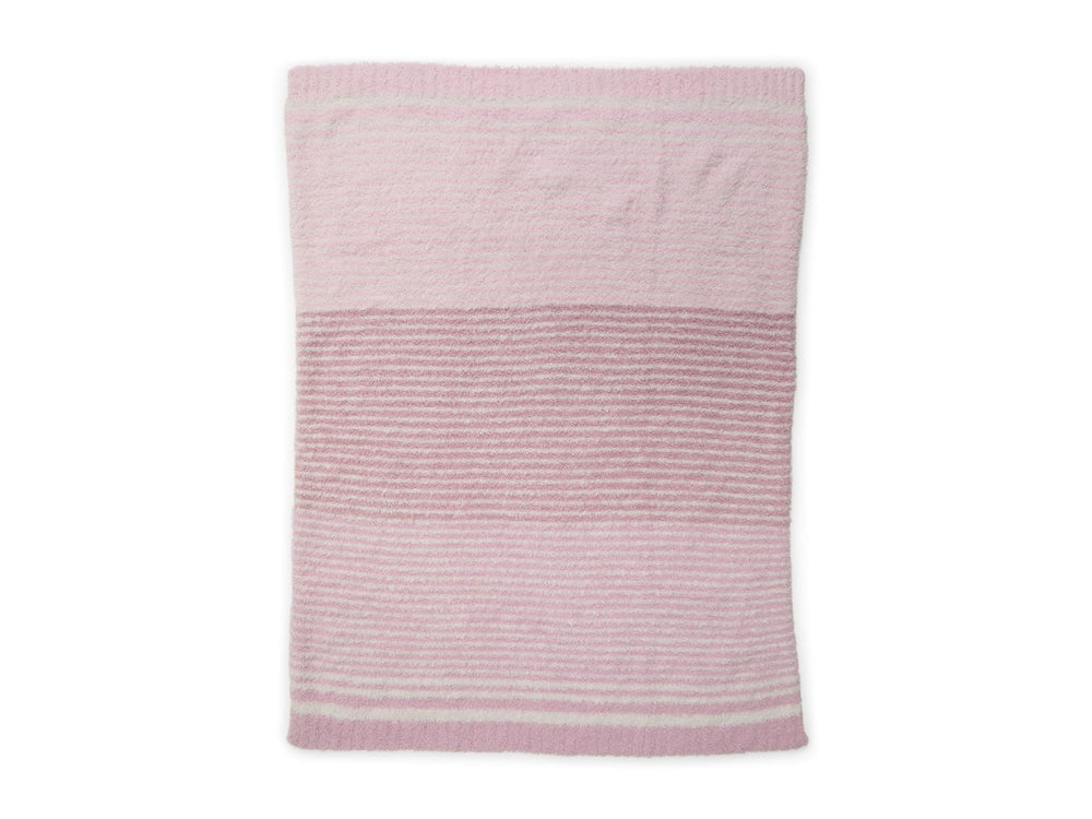 Barefoot Dreams Cozychic gradient stripe blanket features ribbed border for durability and style