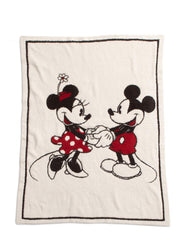 Barefoot Dreams CozyChic Mickey Minnie blanket featuring Disney design for cozy evenings.