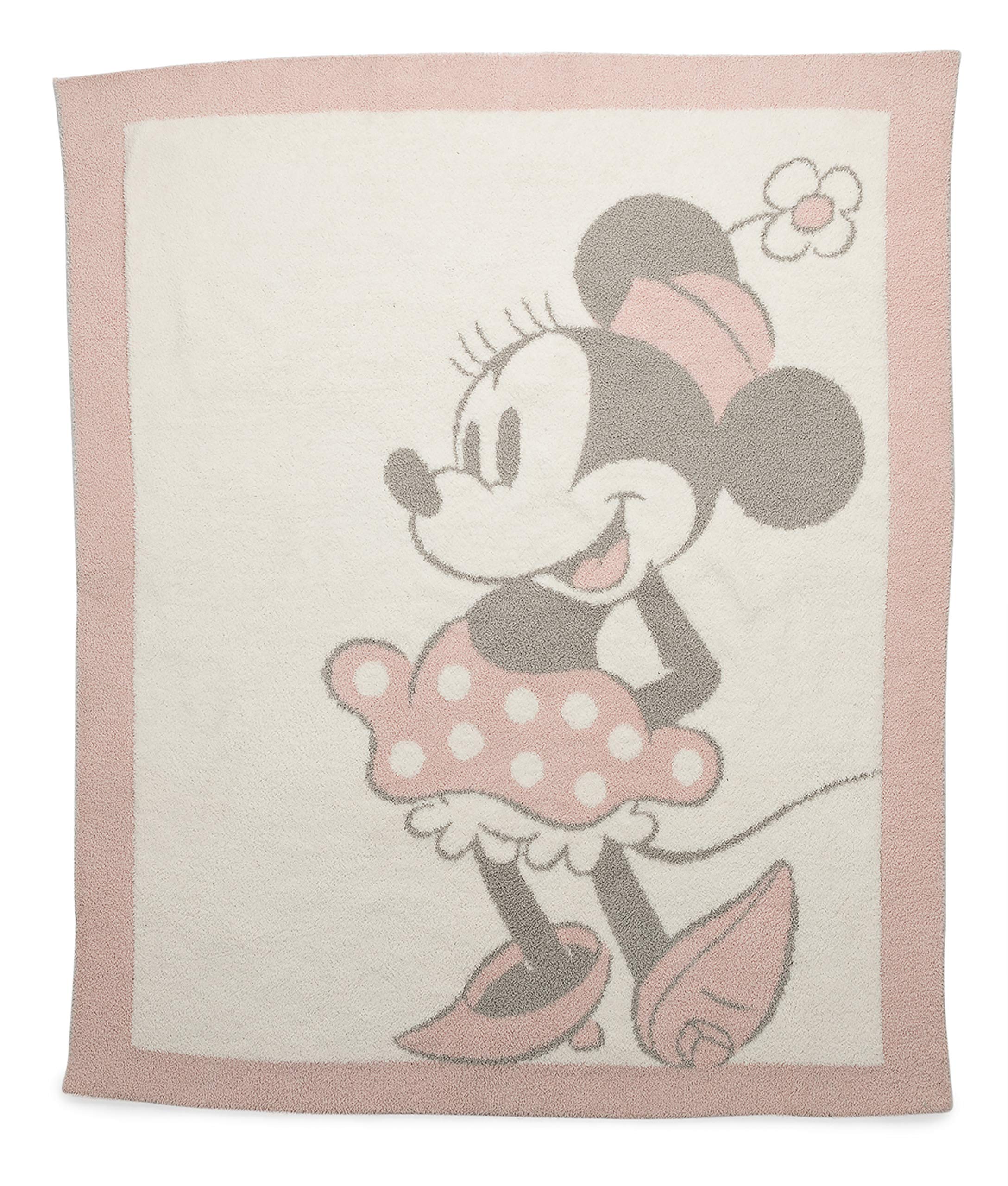 Barefoot Dreams CozyChic Minnie pattern blanket in dusty rose for cozy naps.