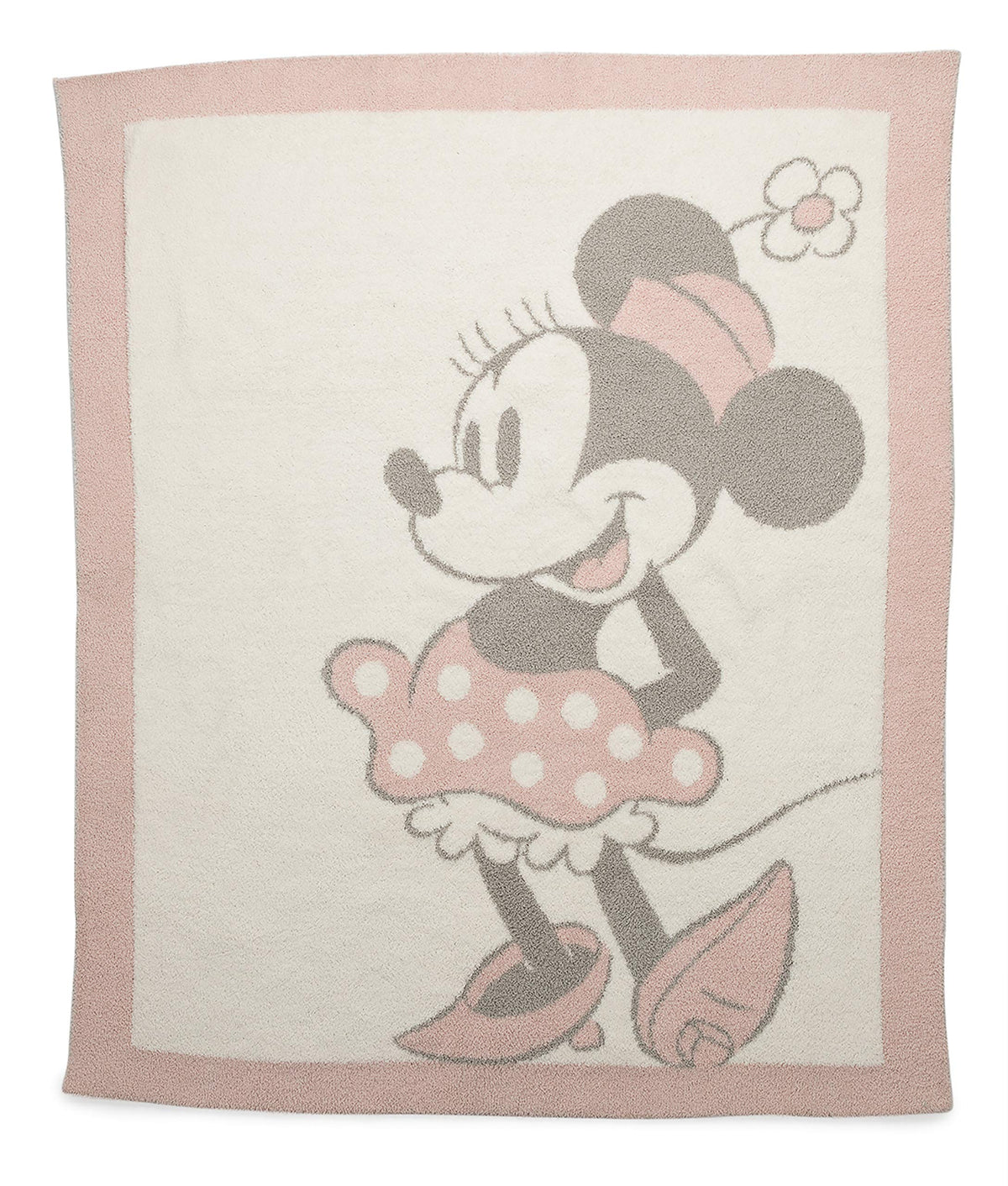 Barefoot Dreams CozyChic Minnie pattern blanket in dusty rose for cozy naps.