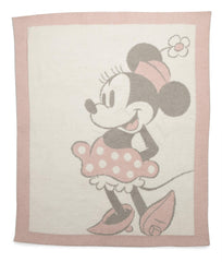 Barefoot Dreams CozyChic Minnie pattern blanket in dusty rose for cozy naps.