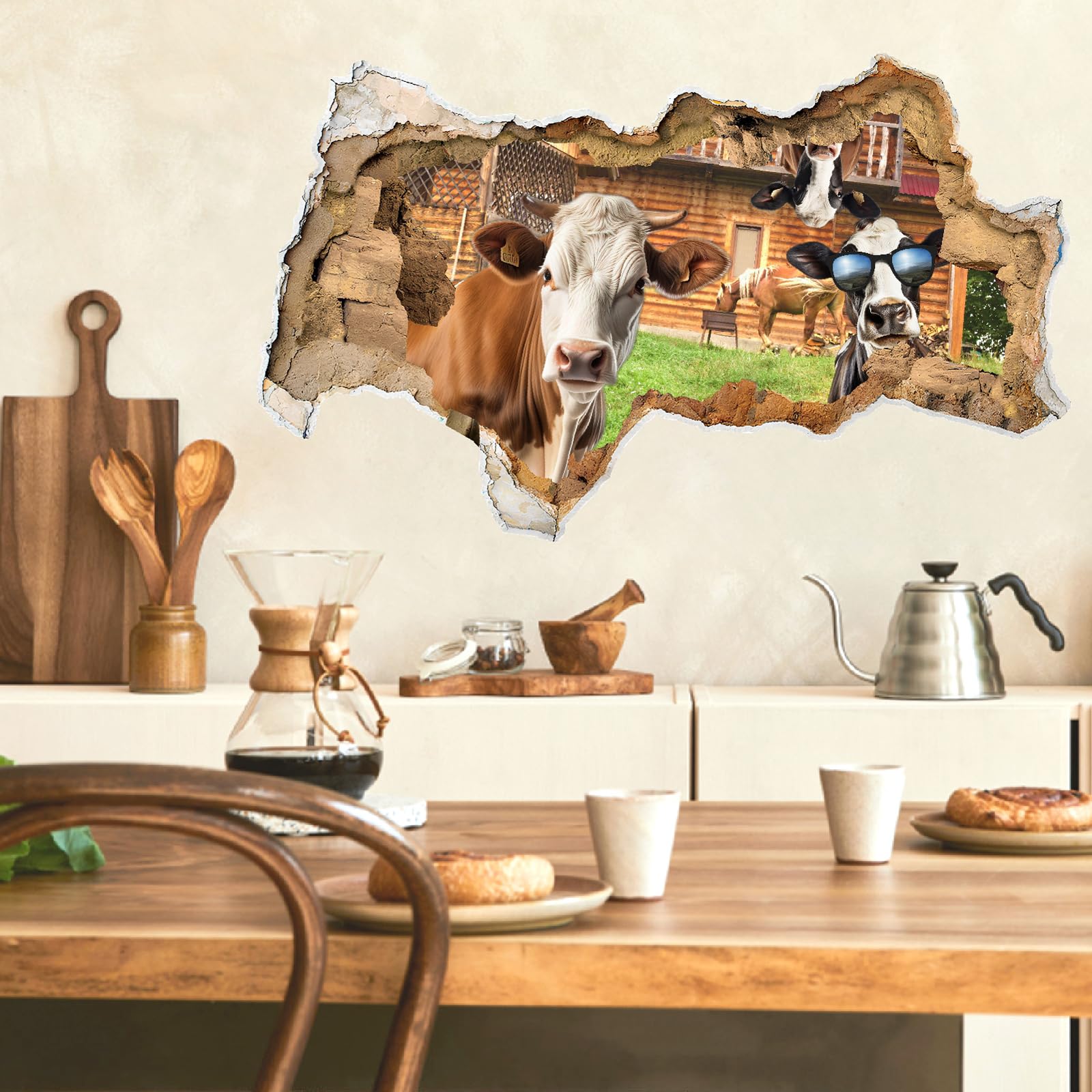 Barri Design 3D farm animal decal creates a window-like view