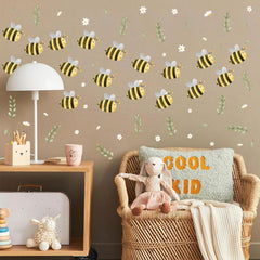 Barri Design boho nursery wall decals with green leaves for calm spaces.