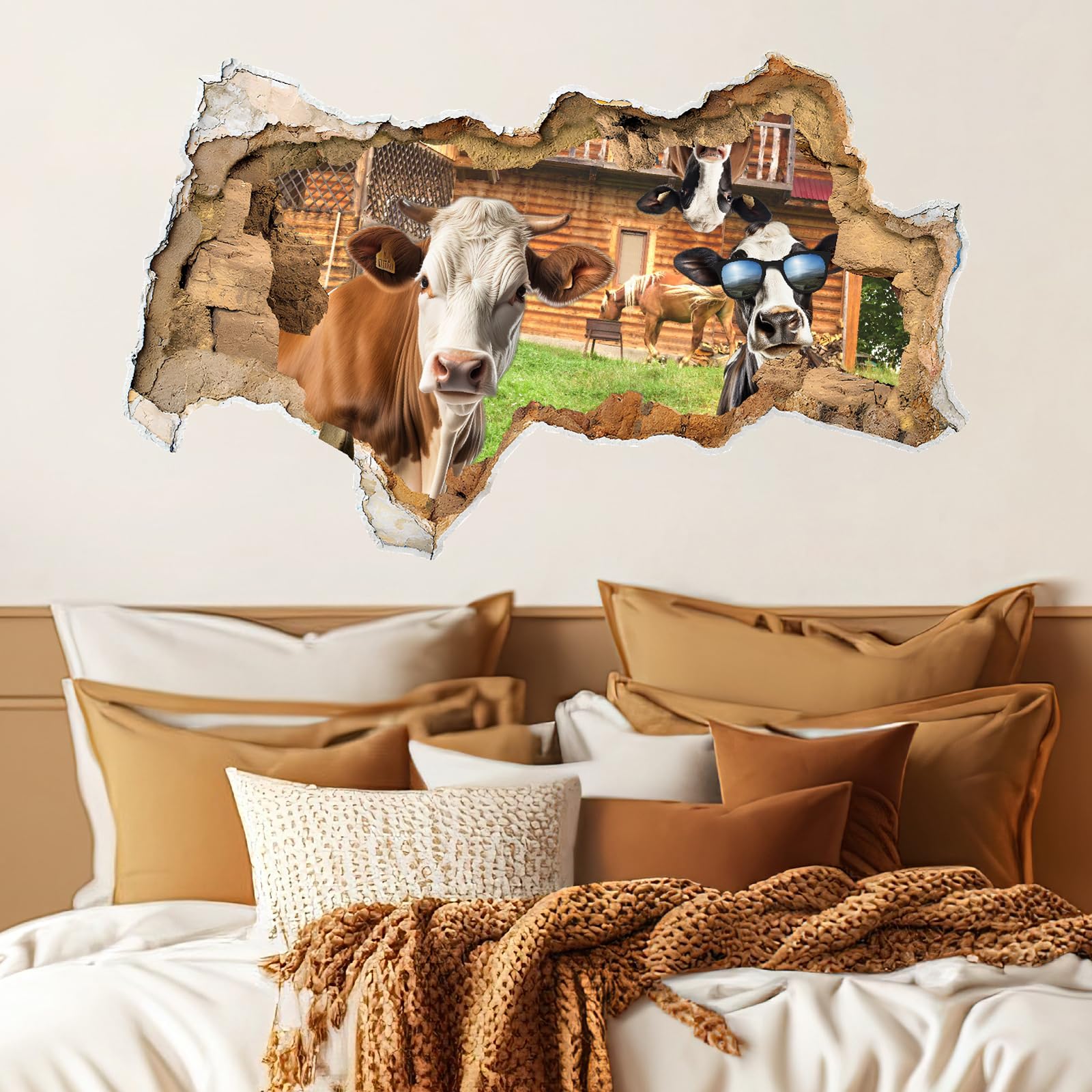 Barri Design break-through cow sticker sticks easily without wall damage