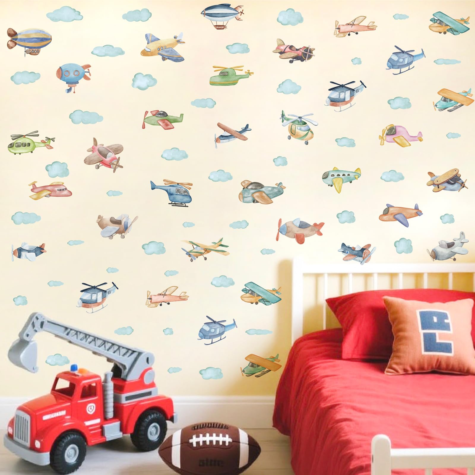 Barri Design cartoon aircraft wall stickers add cute, reusable decor for playrooms.