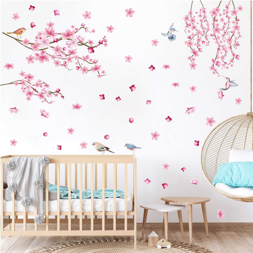 Barri Design removable pink flower cluster decal clarifies the blossom details.