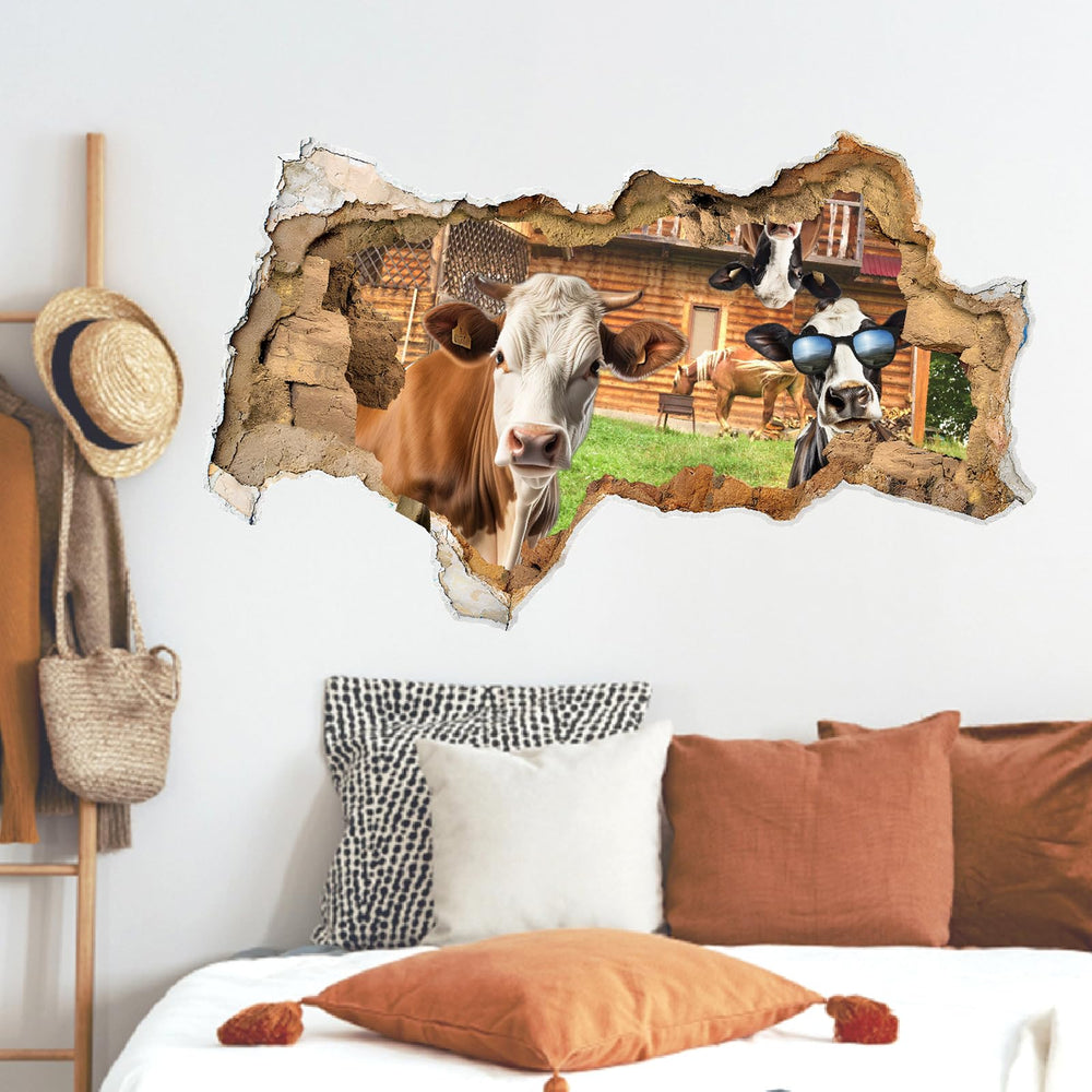 Barri Design 3D cow decal for mirrors, glass, and furniture