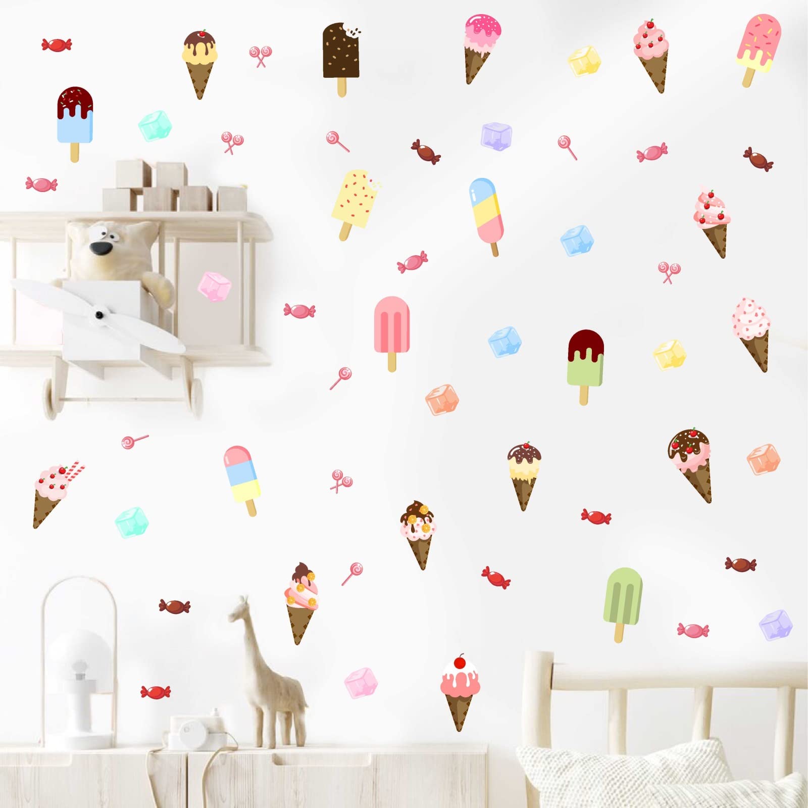 Barri Design ice cream wall stickers decorate glass doors with removable charm