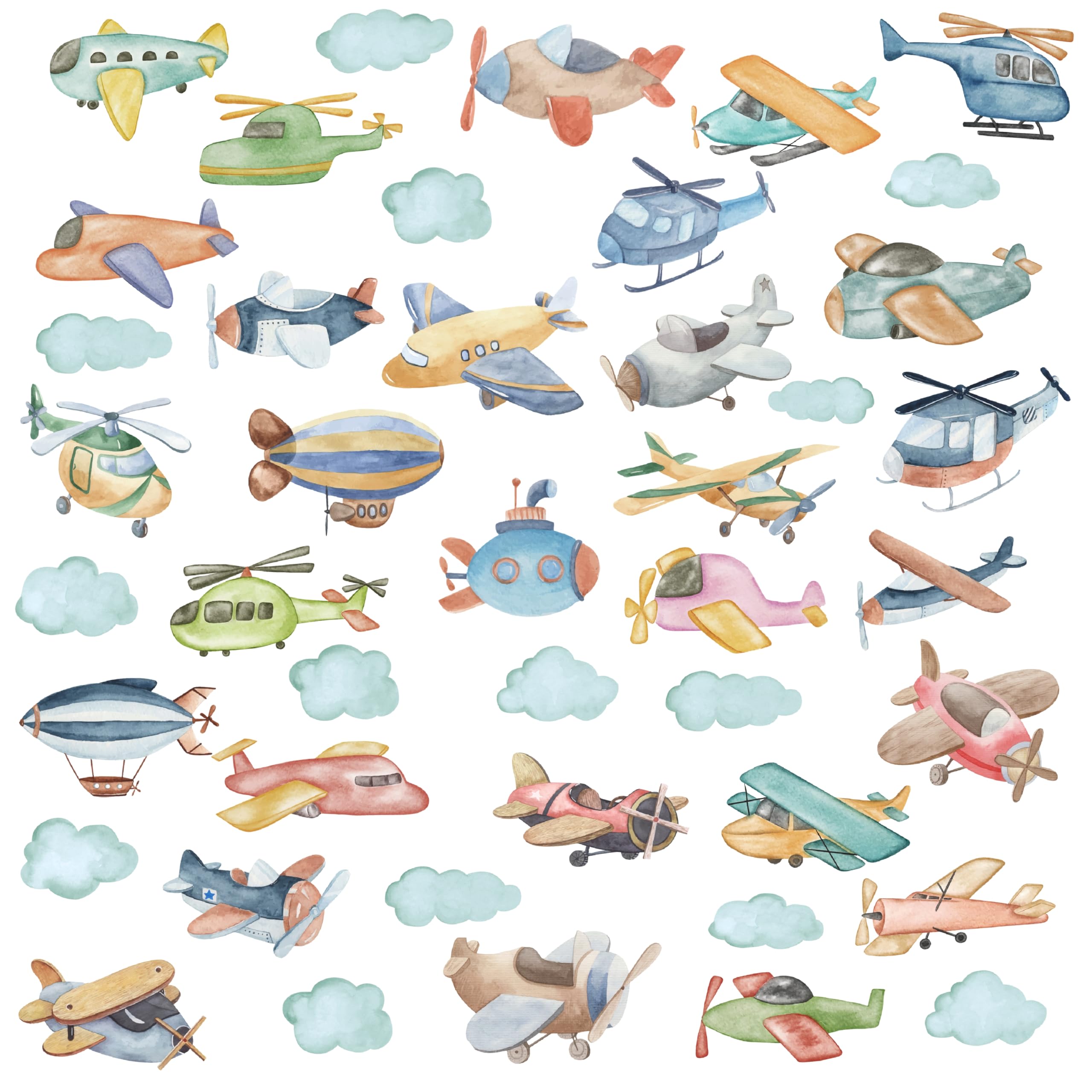 Barri Design kids' room wall art creates a joyful sky scene.