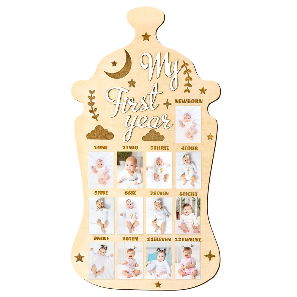 Barri Design My First Year Photo Board with 17x13 inch display for baby milestones.