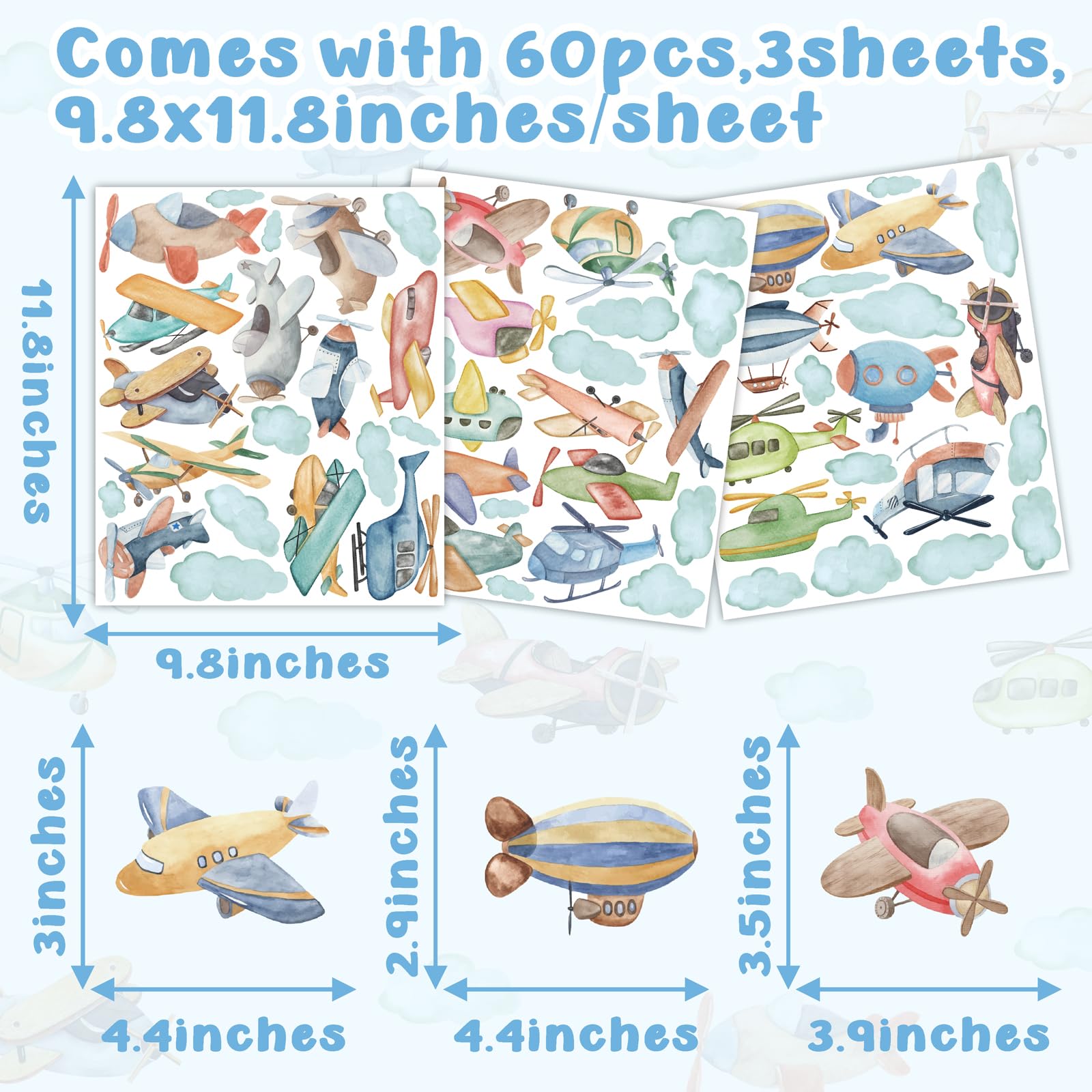 Barri Design peel-and-stick airplane decal simplifies decorating on smooth surfaces.