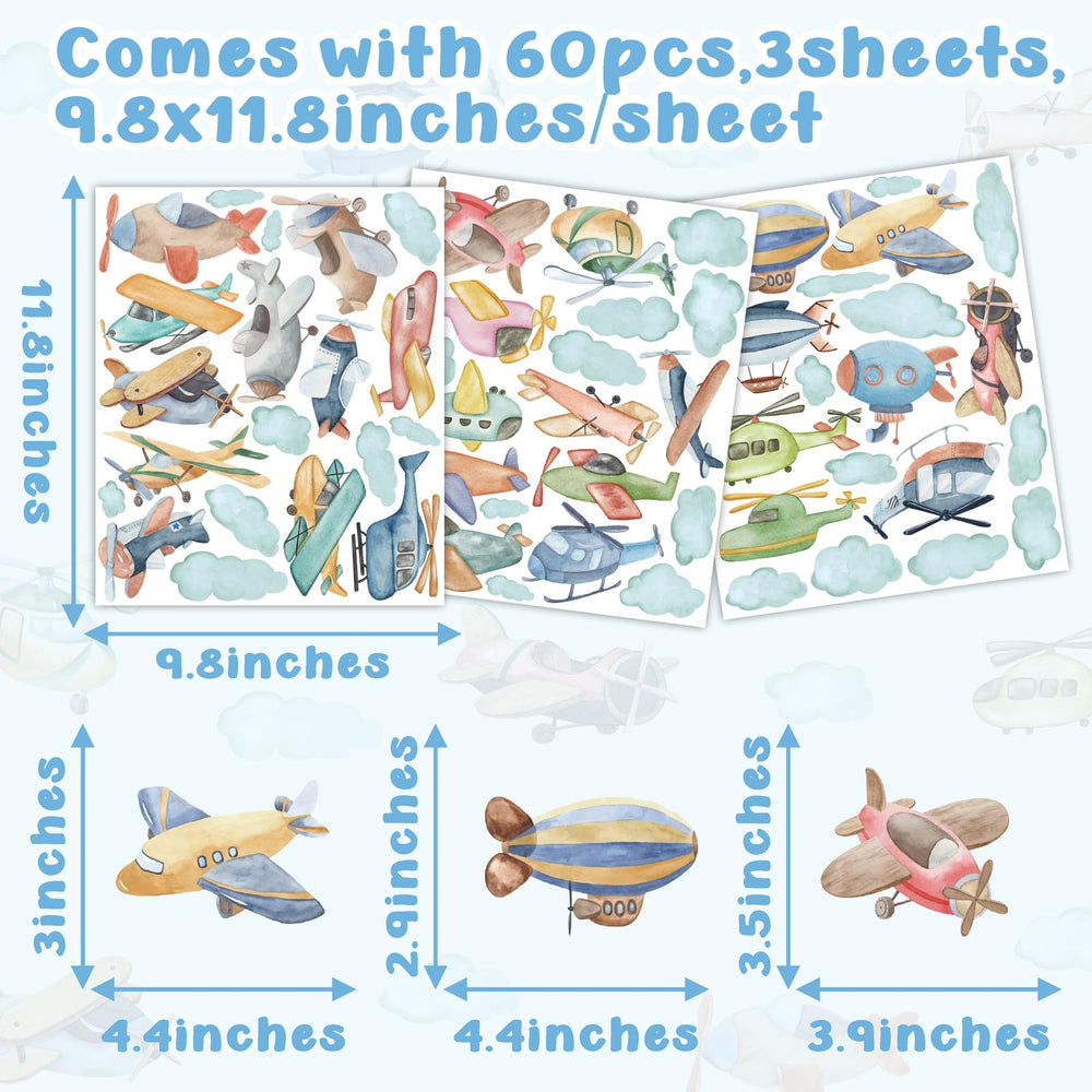Barri Design peel-and-stick airplane decal simplifies decorating on smooth surfaces.