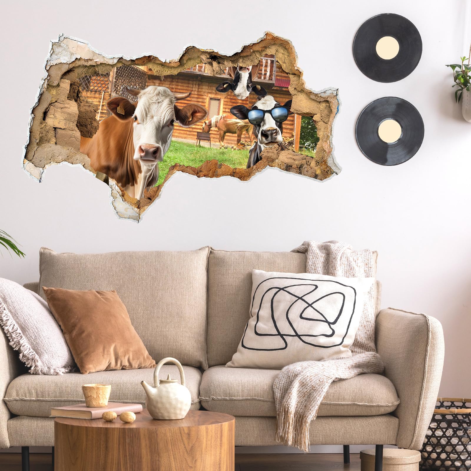 Barri Design rustic cow wall art suitable for bedrooms