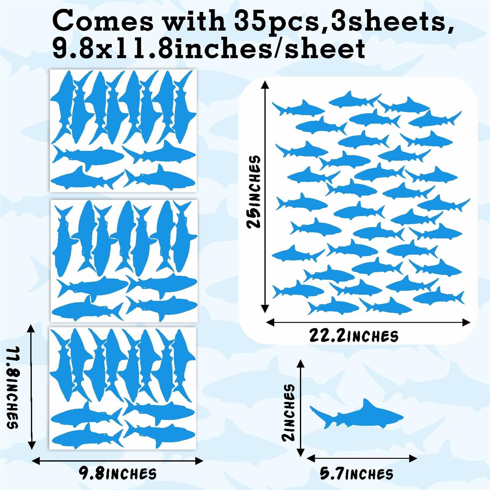 Barri Design small shark decal nursery decor offers gentle removable decoration