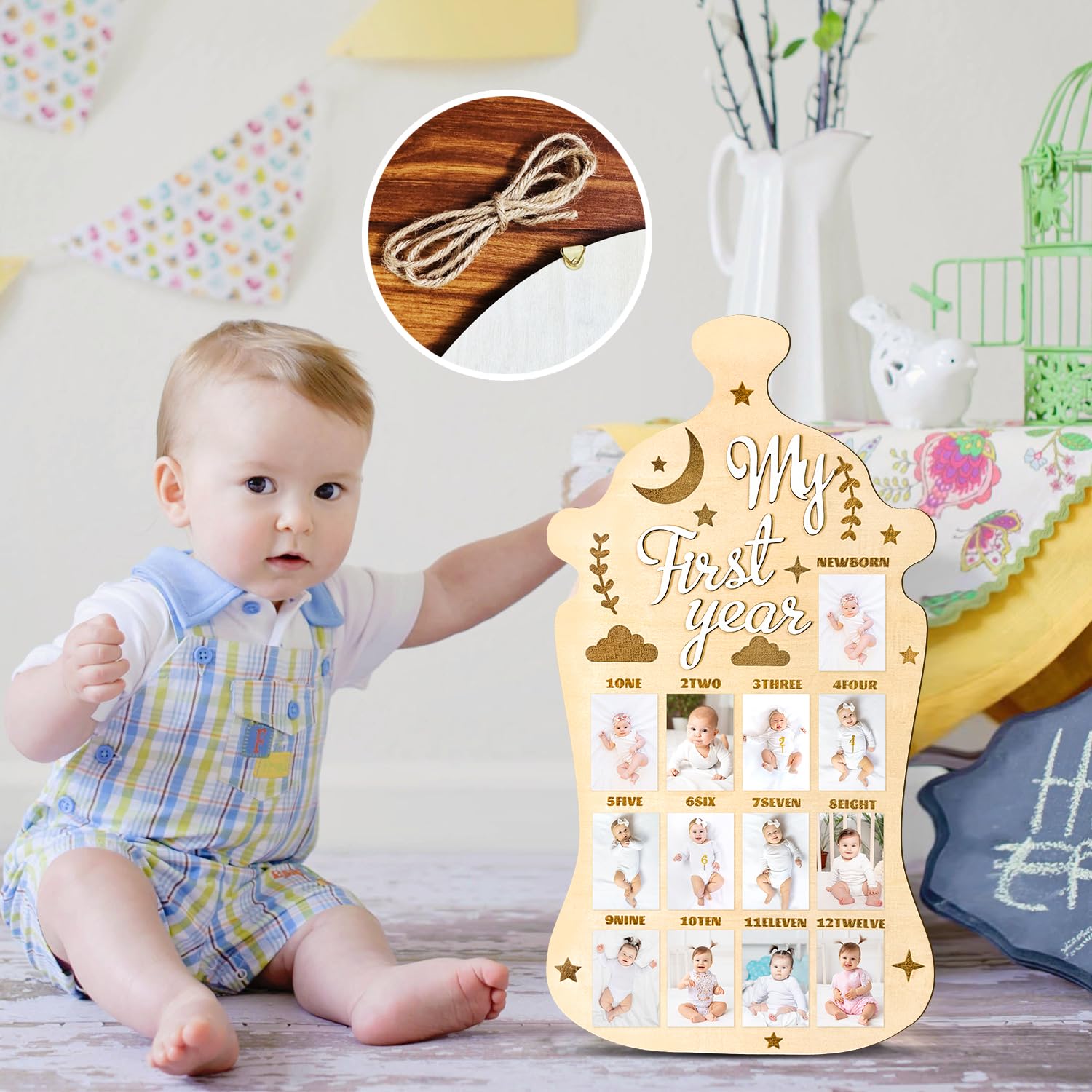 Barri Design Wooden Photo Frame showing monthly pictures as a timeless keepsake.