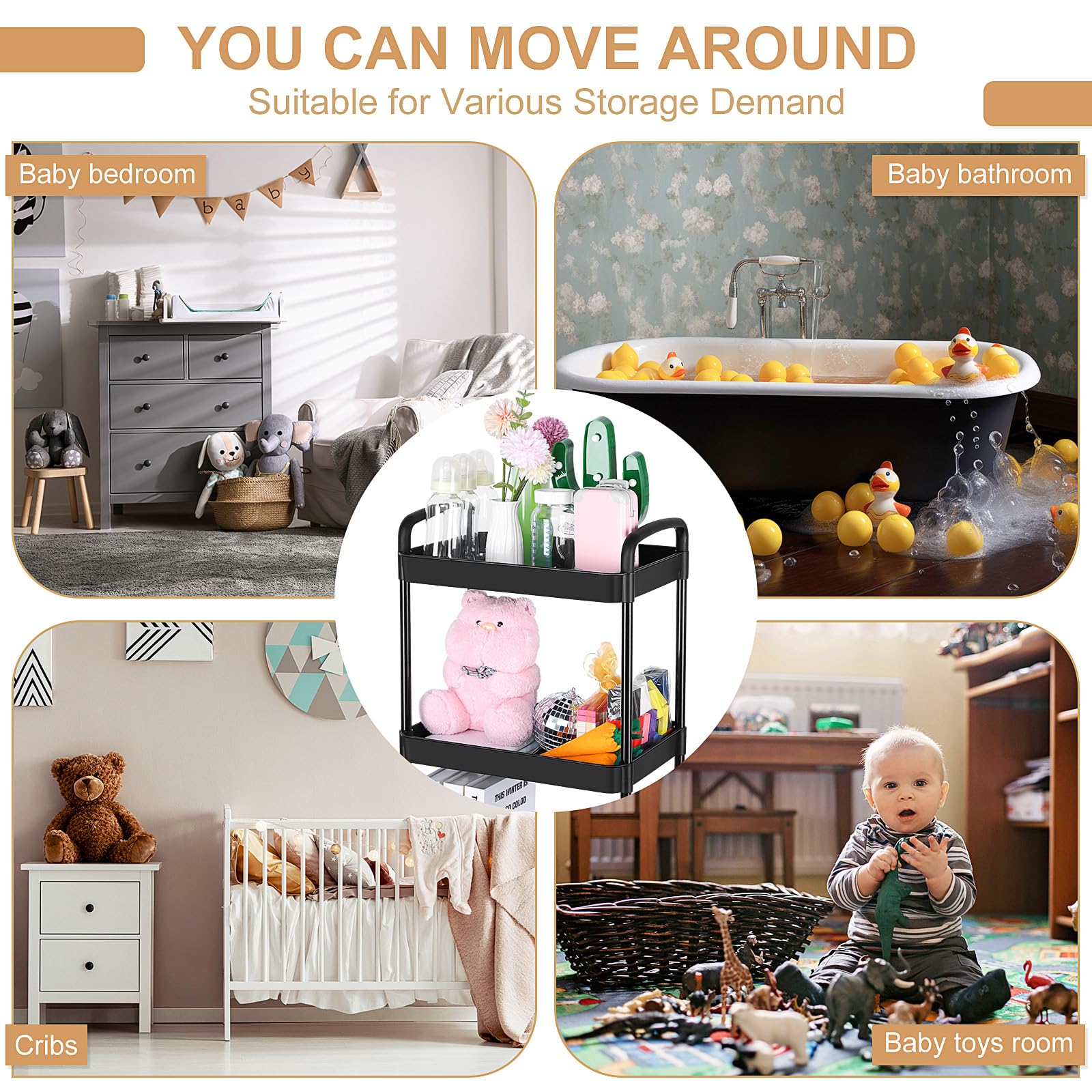 Barydat compact bedside storage for newborn essentials near crib.