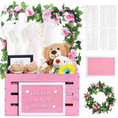 Barydat pink wooden baby shower crate ready for stylish storage and décor