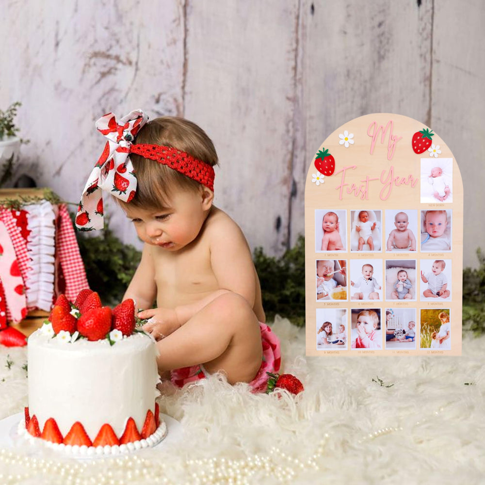 BASCT first-year photo board strawberry design decor for nursery.