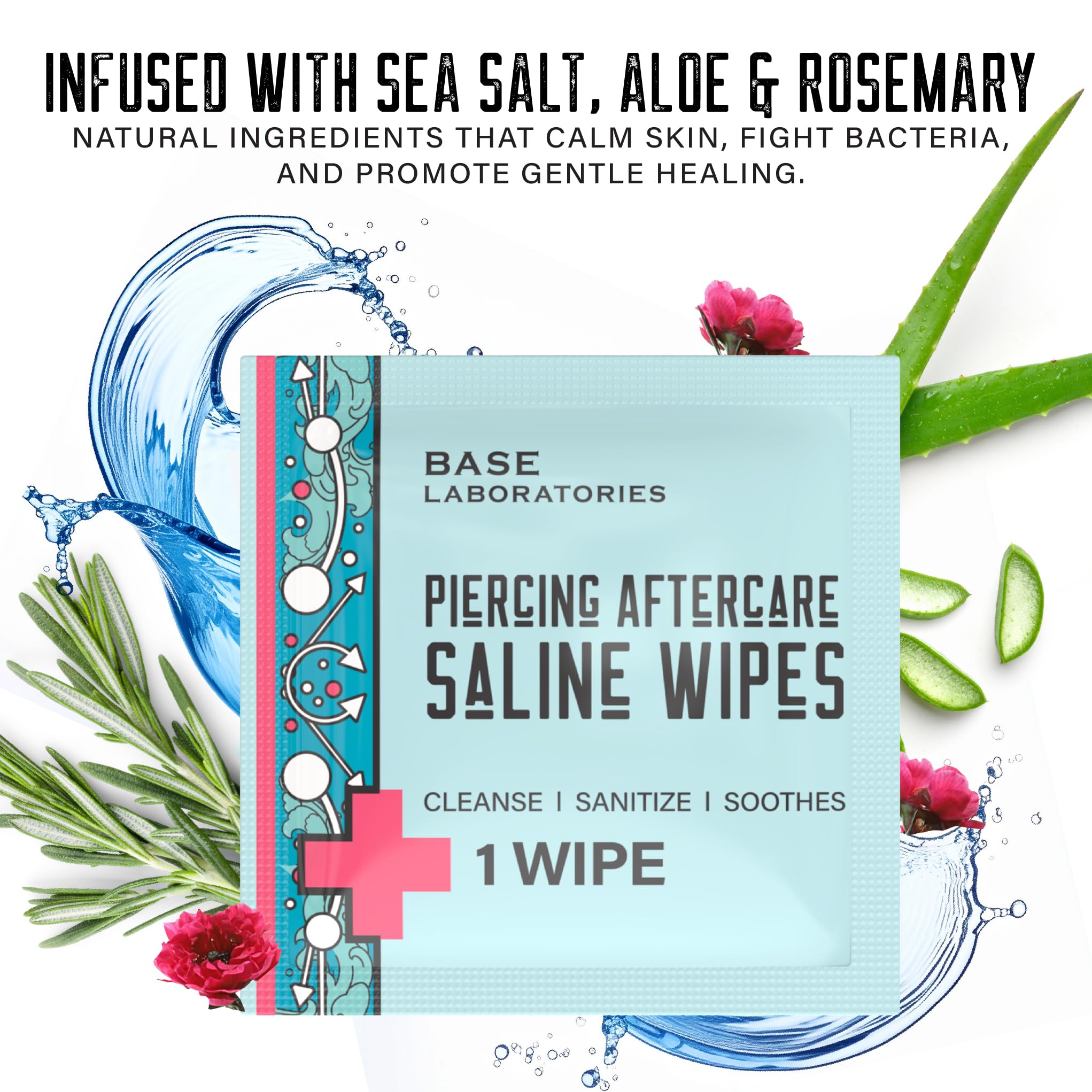 Base Laboratories Piercing Aftercare Wipes lips cleansing for lip piercings.
