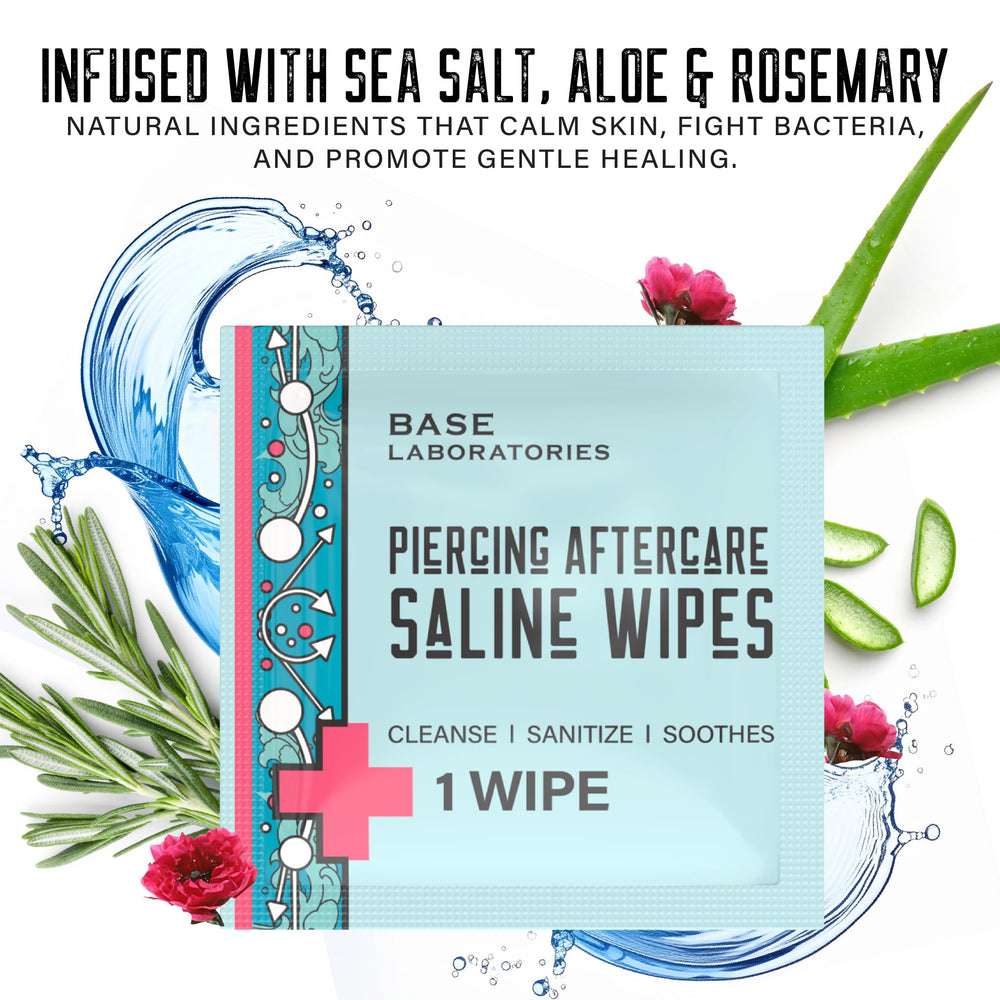 Base Laboratories Piercing Aftercare Wipes lips cleansing for lip piercings.