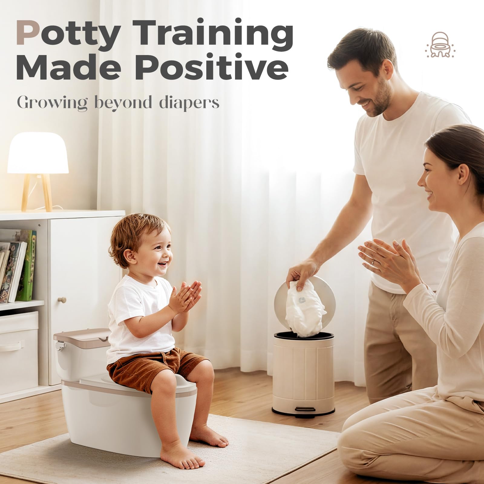 Basece potty with wipes storage keeps essentials handy during potty time.
