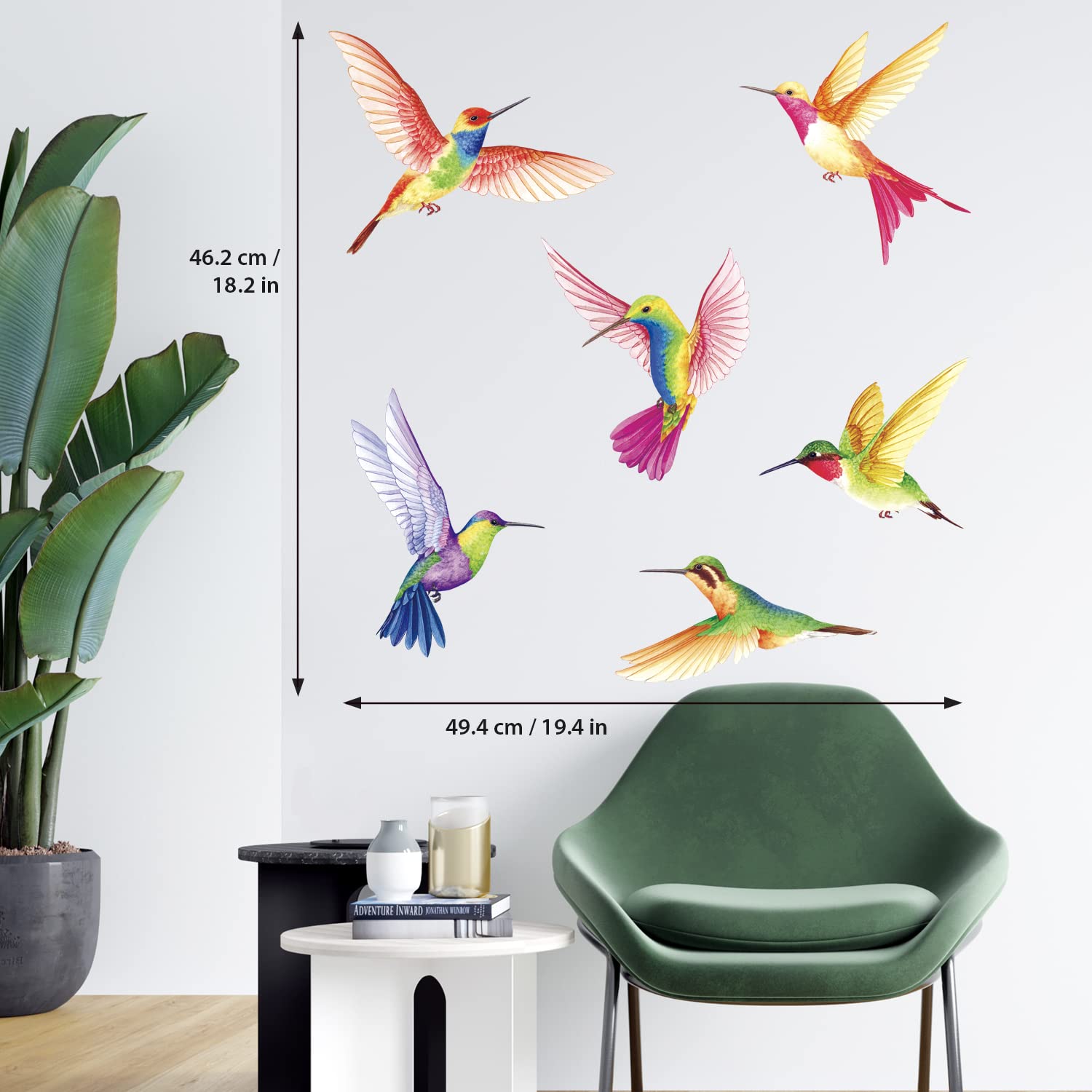 BASHOM DS2-4002 hummingbirds vinyl wall art for family spaces with charm