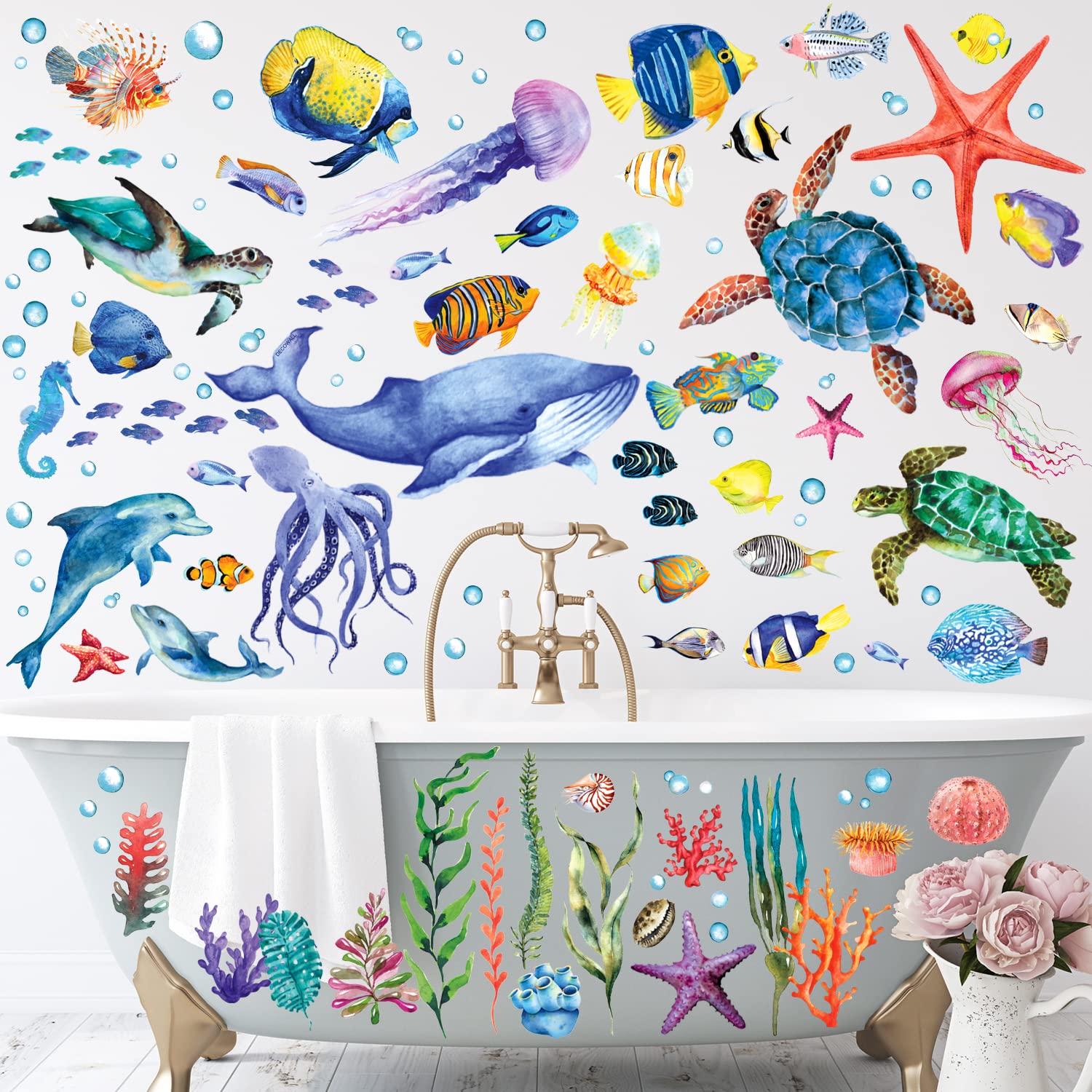 BASHOM ocean fish stickers brighten a kid's room with playful sea life accents.