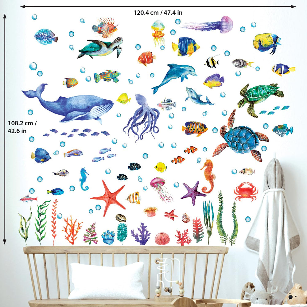 BASHOM seaweed and coral decals introduce natural textures to walls.