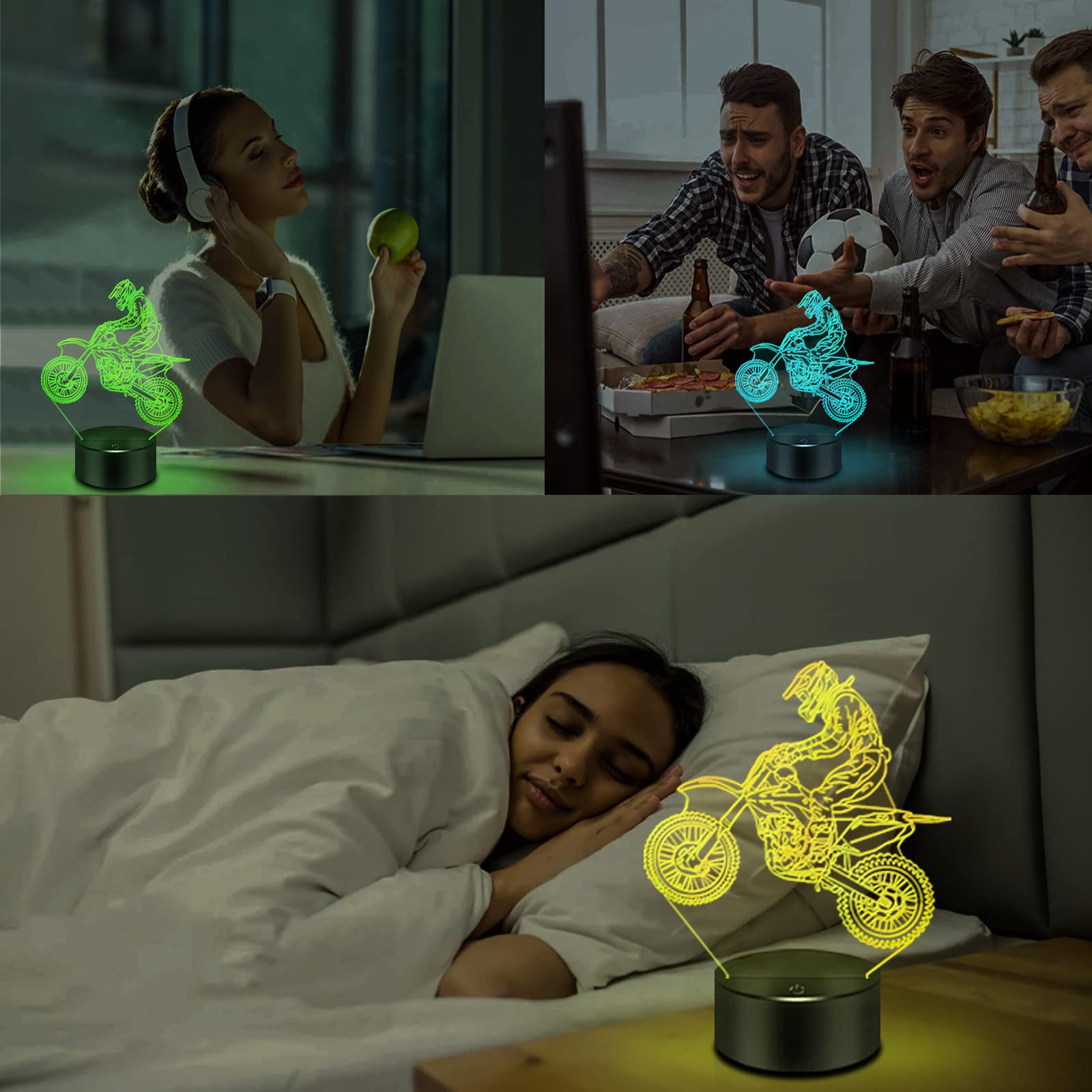 BASSI remote-control night light switches colors with a simple touch or remote