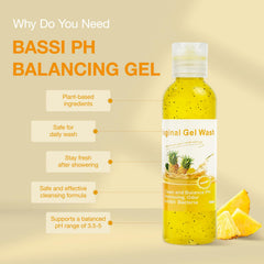 BASSI pineapple packaging highlighting natural, hypoallergenic daily hygiene.