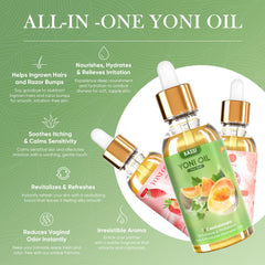 BASSI Yoni Oil massaged into skin provides hydration and relief from irritation.